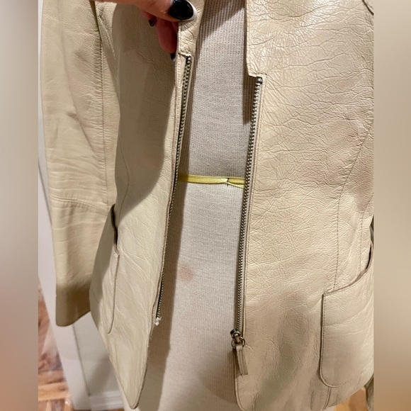 Women’s Tombolini Leather Blazer Jacket Cream Size 42 - Picture 5 of 15